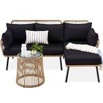 Outdoor Rope Woven L-Shaped Patio Sofa Set