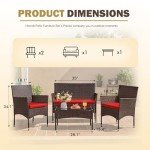 Homall 4-Piece Red Rattan Patio Furniture Set