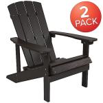 Flash Furniture Charlestown Poly Resin Adirondack Chair - Slate Gray - All Weather - Indoor/Outdoor - Set of 2