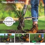 Weed Puller Tool, Stand Up Heavy Duty Weed Remover Tool with Long Handle , Foot Platform Design - 4 Claw Steel Head Weeder Tool, Bamboo Garden Hand Weeding Tool, Smoothly Remove Weeds Without Kneeling