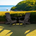 Flash Furniture Charlestown Poly Resin Adirondack Chair - Slate Gray - All Weather - Indoor/Outdoor - Set of 2