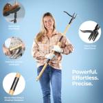 Weed Puller Tool, Stand Up Heavy Duty Weed Remover Tool with Long Handle , Foot Platform Design - 4 Claw Steel Head Weeder Tool, Bamboo Garden Hand Weeding Tool, Smoothly Remove Weeds Without Kneeling