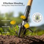 Weed Puller Tool, Stand Up Heavy Duty Weed Remover Tool with Long Handle , Foot Platform Design - 4 Claw Steel Head Weeder Tool, Bamboo Garden Hand Weeding Tool, Smoothly Remove Weeds Without Kneeling