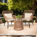 3-Piece Wicker Bistro Set for Outdoor Relaxation