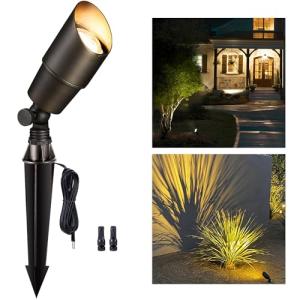 Gardenreet Landscape Spotlights Low Voltage - Brass Outdoor Uplight LED 12V, Wired Spot Lights IP65 Waterproof, Antique Bronze for Exterior Garden Yard Tree House Without MR16 Bulb