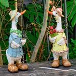WONDHOME Garden Statues Couple Duck, Funny Cartoon Duck Garden Statues Indoor Outdoor Spring Decorations Cute Ducks Art Décor Goose for Yard Home Garden Patio and Office (2- Pack)