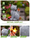 Solar Cat Garden Statue with Butterfly Decoration