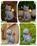 Solar Cat Garden Statue with Butterfly Decoration