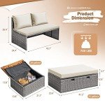 Devoko Beige Outdoor Daybed Set with Side Tables