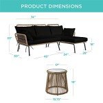 Outdoor Rope Woven L-Shaped Patio Sofa Set