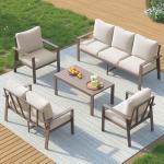 UDPATIO Aluminum Outdoor Patio Furniture Set 7-Seat Metal Patio Conversation Sets with Coffee Table and Water-Resistant Cushions, Modern Patio Sectional Sofa for Porch, Deck, Backyard, Poolside