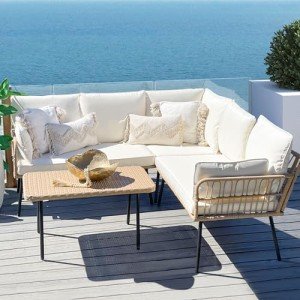 Boho Rattan Woven Outdoor Sofa Set – 5 Seater