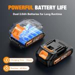 SOARFLY Upgraded Cordless Tiller for Gardening with Dual 2.0Ah Batteries, 48 Steel Tines Battery Rototiller, 9" Width 6.6" Depth Garden Tiller Cultivator for Soil, Tending & Composting (Orange)