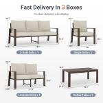 UDPATIO Aluminum Outdoor Patio Furniture Set 7-Seat Metal Patio Conversation Sets with Coffee Table and Water-Resistant Cushions, Modern Patio Sectional Sofa for Porch, Deck, Backyard, Poolside