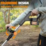 SOARFLY Upgraded Cordless Tiller for Gardening with Dual 2.0Ah Batteries, 48 Steel Tines Battery Rototiller, 9" Width 6.6" Depth Garden Tiller Cultivator for Soil, Tending & Composting (Orange)