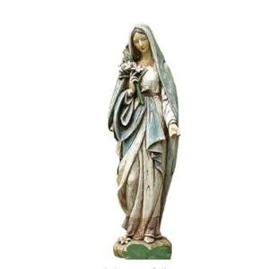Madonna Lilies Virgin Mary Garden Statue