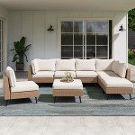 8-Piece Outdoor Sectional Sofa Set in Beige