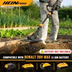 HEINPRO Cordless Tiller Cultivator Compatible with Dewalt 20V MAX Battery, 9In Tilling Width & 7In Depth Electric Tiller for Gardening, 360RPM Rototillers for Garden Cultivator (Tool Only)