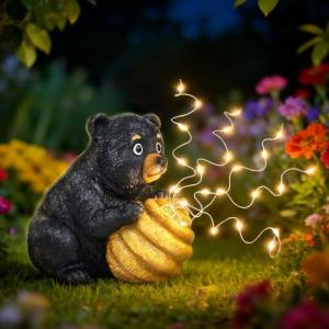Miggley Cute Bear Solar Garden Decor Statue with LED Light - Adorable Outdoor Decoration for Yard, Lawn, Patio - Great Birthday Housewarming Unique Gift for Women, Mom, Grandma