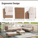 8-Piece Outdoor Sectional Sofa Set in Beige