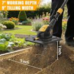 HEINPRO Cordless Tiller Cultivator Compatible with Dewalt 20V MAX Battery, 9In Tilling Width & 7In Depth Electric Tiller for Gardening, 360RPM Rototillers for Garden Cultivator (Tool Only)