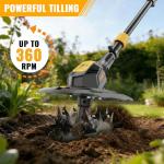 HEINPRO Cordless Tiller Cultivator Compatible with Dewalt 20V MAX Battery, 9In Tilling Width & 7In Depth Electric Tiller for Gardening, 360RPM Rototillers for Garden Cultivator (Tool Only)