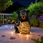 Miggley Cute Bear Solar Garden Decor Statue with LED Light - Adorable Outdoor Decoration for Yard, Lawn, Patio - Great Birthday Housewarming Unique Gift for Women, Mom, Grandma