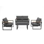 4-Piece Metal Outdoor Patio Furniture Set, Grey