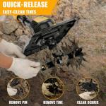 HEINPRO Cordless Tiller Cultivator Compatible with Dewalt 20V MAX Battery, 9In Tilling Width & 7In Depth Electric Tiller for Gardening, 360RPM Rototillers for Garden Cultivator (Tool Only)