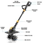 HEINPRO Cordless Tiller Cultivator Compatible with Dewalt 20V MAX Battery, 9In Tilling Width & 7In Depth Electric Tiller for Gardening, 360RPM Rototillers for Garden Cultivator (Tool Only)
