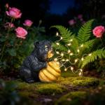 Miggley Cute Bear Solar Garden Decor Statue with LED Light - Adorable Outdoor Decoration for Yard, Lawn, Patio - Great Birthday Housewarming Unique Gift for Women, Mom, Grandma