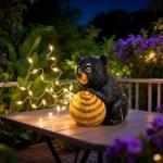 Miggley Cute Bear Solar Garden Decor Statue with LED Light - Adorable Outdoor Decoration for Yard, Lawn, Patio - Great Birthday Housewarming Unique Gift for Women, Mom, Grandma