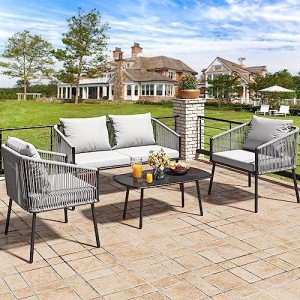 4-Piece All-Weather Rattan Patio Bistro Set