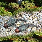 Tooyuart Garden Sculptures & Statues,Koi Fish Decor,Garden Fish Art,Set of 2 Antique Koi Fish Yard Art Decor for Outdoors,Patio,Yard,Lawn,Pond,Home Decoration (Bronz)