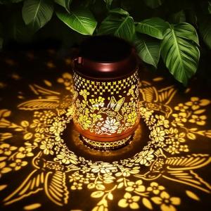 Solar Lanterns Outdoor Waterproof Hummingbird Elegant Garden Decor Birthday Gifts for Women Mom Grandma Sister Metal Hanging Solar Lights Outside Decorations for Backyard, Patio, Lawn, Porch