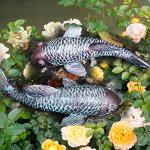 Tooyuart Garden Sculptures & Statues,Koi Fish Decor,Garden Fish Art,Set of 2 Antique Koi Fish Yard Art Decor for Outdoors,Patio,Yard,Lawn,Pond,Home Decoration (Bronz)