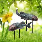 Tooyuart Garden Sculptures & Statues,Koi Fish Decor,Garden Fish Art,Set of 2 Antique Koi Fish Yard Art Decor for Outdoors,Patio,Yard,Lawn,Pond,Home Decoration (Bronz)