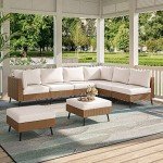8-Piece Outdoor Sectional Sofa Set in Beige