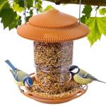 TrampgiK Outdoor Bird Feeder, Retractable Bird Feeder Hanging, Metal Hanger, Rainproof & Leak-Proof, Terracotta, Pack of 1