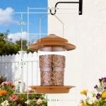 TrampgiK Outdoor Bird Feeder, Retractable Bird Feeder Hanging, Metal Hanger, Rainproof & Leak-Proof, Terracotta, Pack of 1