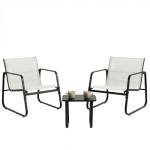 DUMOS 3 Piece Patio Furniture Set，Outdoor Patio Furniture Conversation Set with Table, Patio Sectional Bistro Sets for Lawn, Garden, Balcony, Poolside (Gray)