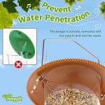 TrampgiK Outdoor Bird Feeder, Retractable Bird Feeder Hanging, Metal Hanger, Rainproof & Leak-Proof, Terracotta, Pack of 1