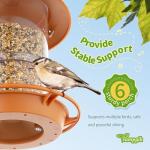 TrampgiK Outdoor Bird Feeder, Retractable Bird Feeder Hanging, Metal Hanger, Rainproof & Leak-Proof, Terracotta, Pack of 1