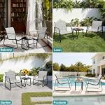 DUMOS 3 Piece Patio Furniture Set，Outdoor Patio Furniture Conversation Set with Table, Patio Sectional Bistro Sets for Lawn, Garden, Balcony, Poolside (Gray)