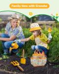 Grenebo Kids Gardening Set Toys,Includes Metal Trowel,Transplanting Shovel,Garden hat,Rake,Apron,Gloves,Watering Can,and Tool Organizer Bag (Yellow)