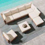 8-Piece Outdoor Sectional Sofa Set in Beige