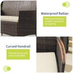 GAOMON 4-Piece Patio Furniture Set, Modern PE Rattan Conversation Set with 2 Chairs, Loveseat & Tempered Glass Coffee Table, All-Weather Outdoor Seating for Garden, Porch, Balcony, Poolside