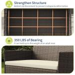 GAOMON 4-Piece Patio Furniture Set, Modern PE Rattan Conversation Set with 2 Chairs, Loveseat & Tempered Glass Coffee Table, All-Weather Outdoor Seating for Garden, Porch, Balcony, Poolside