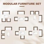 GAOMON 4-Piece Patio Furniture Set, Modern PE Rattan Conversation Set with 2 Chairs, Loveseat & Tempered Glass Coffee Table, All-Weather Outdoor Seating for Garden, Porch, Balcony, Poolside