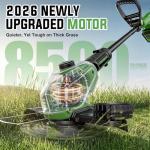 JKLARI Cordless Weed Wacker, 21V Battery Powered Grass Trimmer & Edger 2-in-1, Electric Weed Wacker with 2 × 2.0Ah Batteries and 8 × Spare Spools, Lightweight Edger Lawn Tool for Yard & Garden